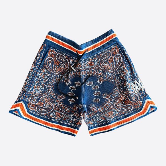 Amiri New York Exclusive Blue & Orange Bandana Basketball MA Logo Shorts